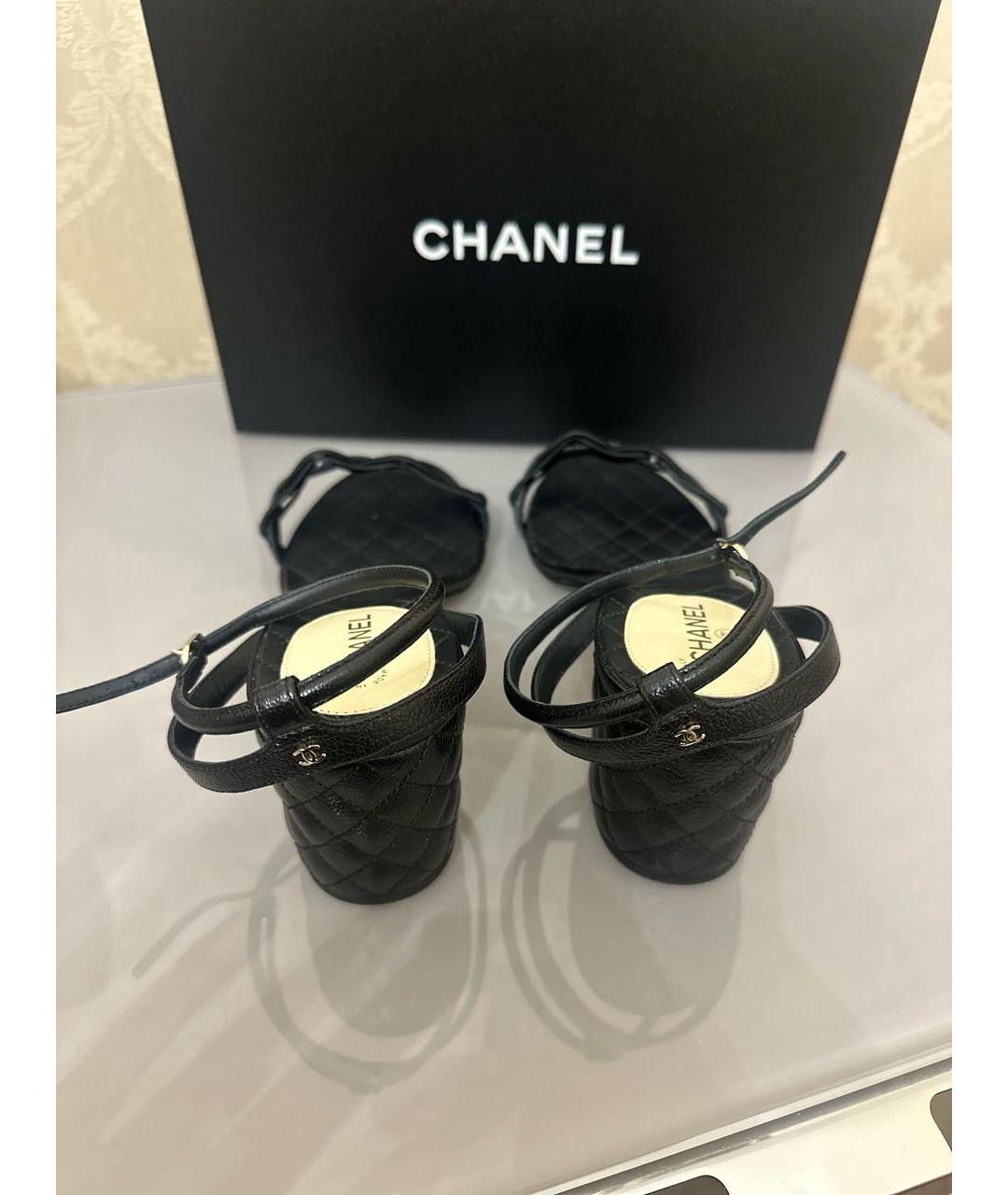 CHANEL Черные кожаные босоножки, фото 3