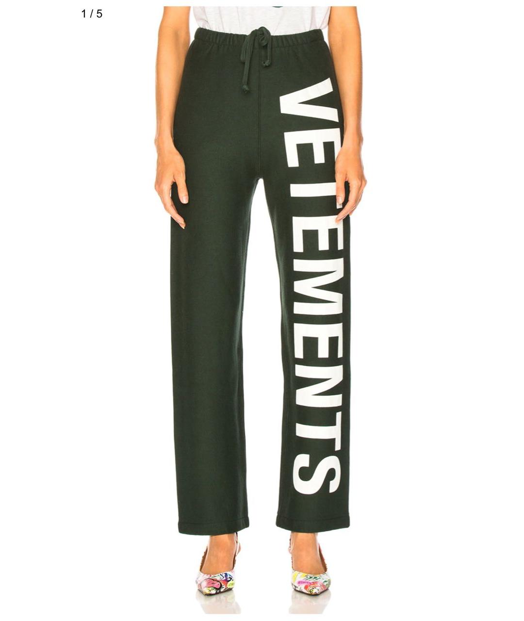 VETEMENTS Зеленые хлопковые спортивные брюки и шорты, фото 3