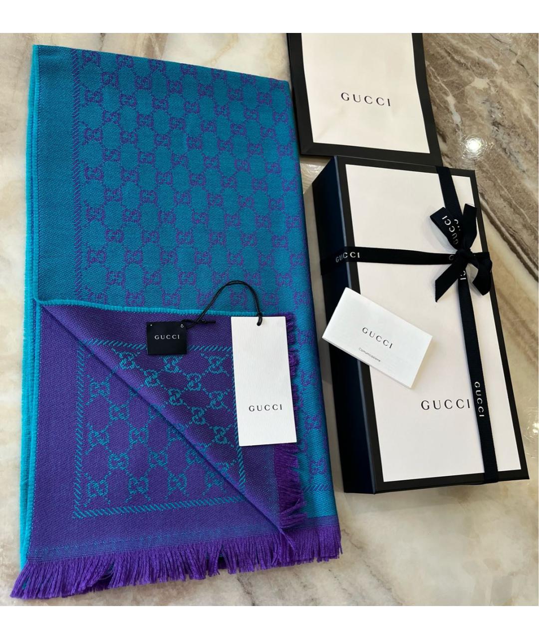 GUCCI Мульти шерстяной шарф, фото 9