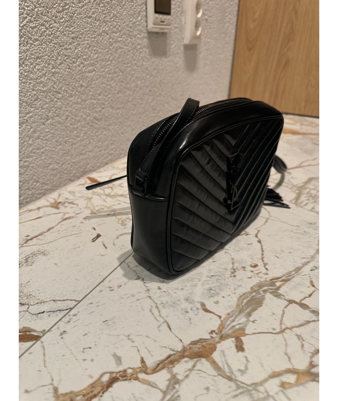 SAINT LAURENT Черная кожаная сумка через плечо, фото 2