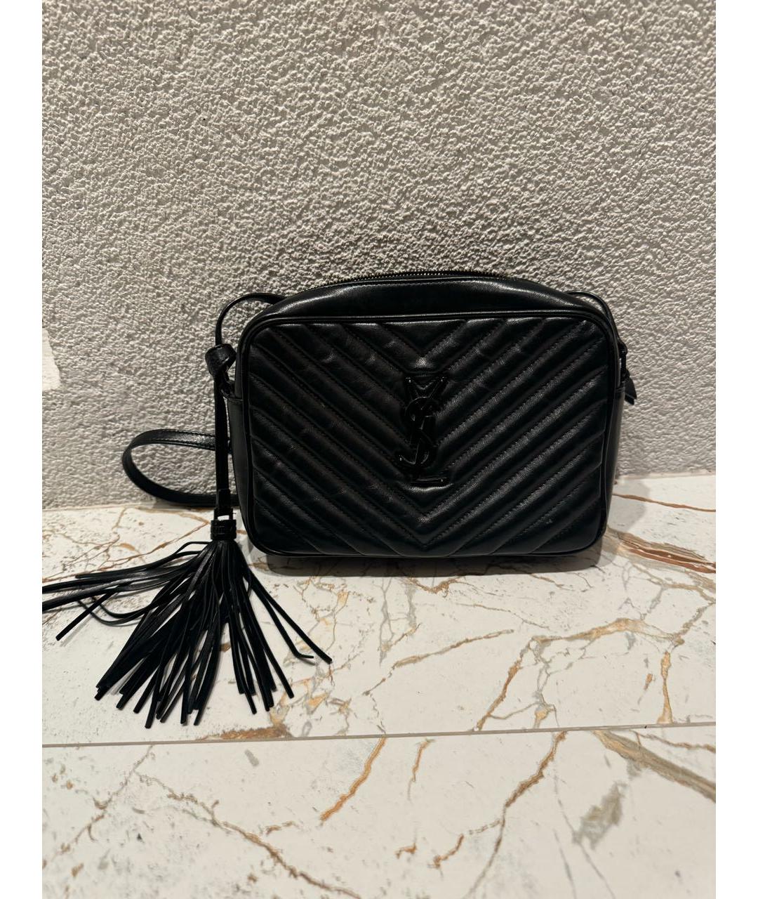 SAINT LAURENT Черная кожаная сумка через плечо, фото 5