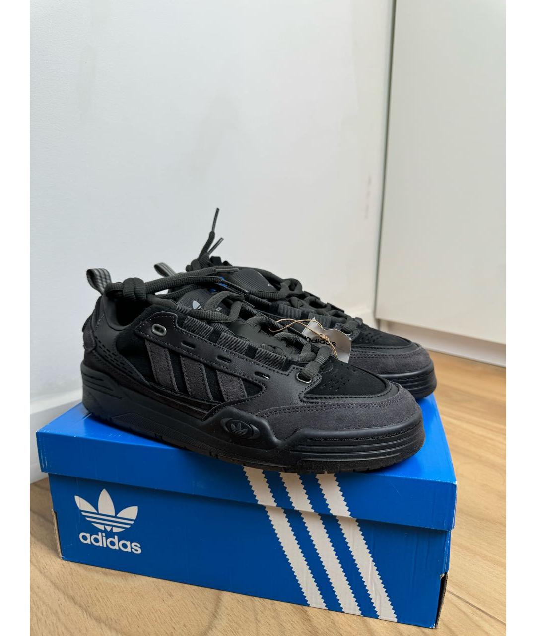 ADIDAS Черные кожаные низкие кроссовки / кеды, фото 2