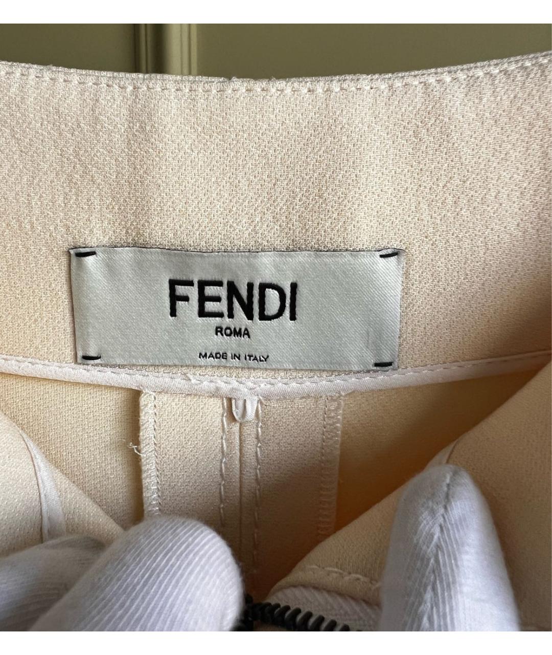 FENDI Бежевая шерстяная юбка миди, фото 6