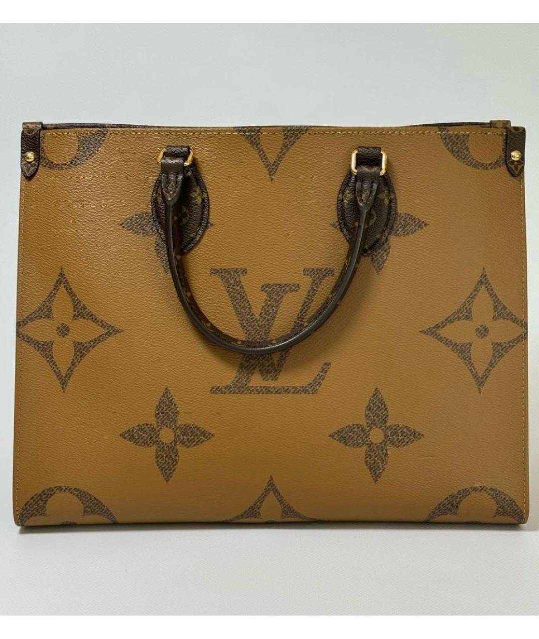 LOUIS VUITTON Коричневая кожаная сумка с короткими ручками, фото 3