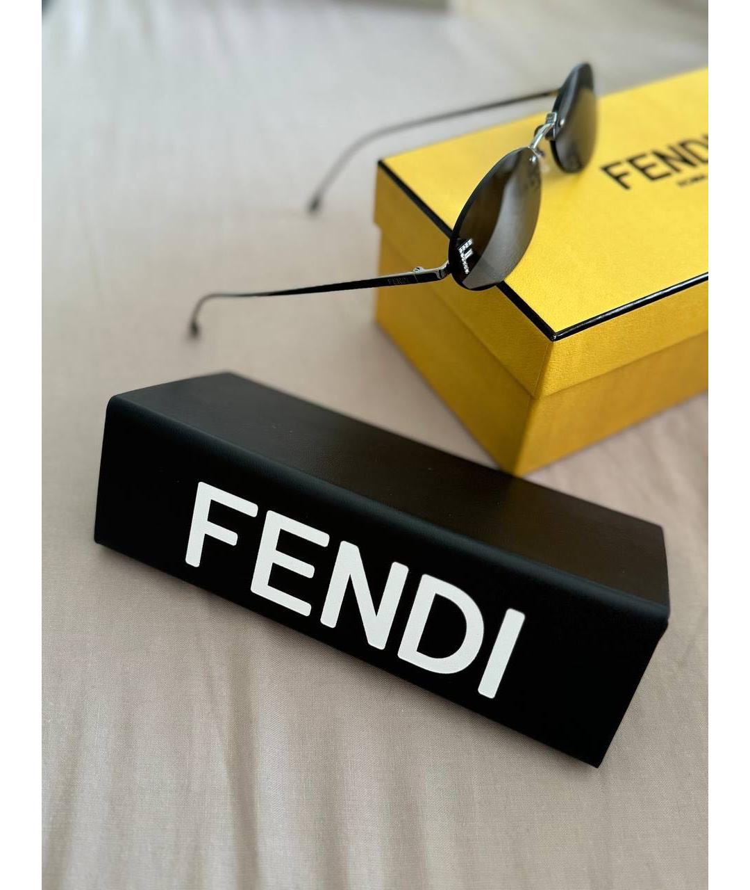 FENDI Темно-синие металлические солнцезащитные очки, фото 4