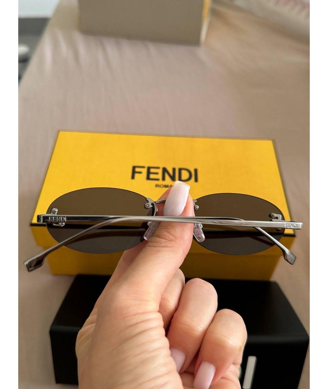 FENDI Темно-синие металлические солнцезащитные очки, фото 2