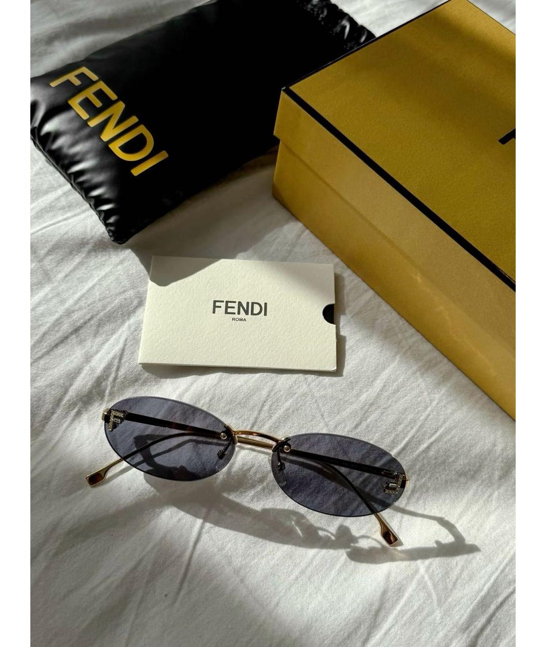 FENDI Темно-синие металлические солнцезащитные очки, фото 3