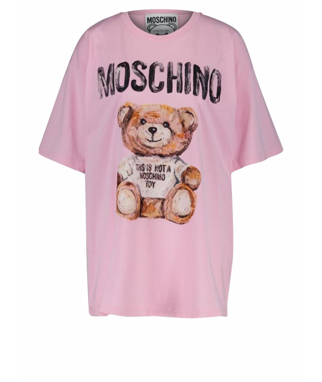 BOUTIQUE MOSCHINO Розовая хлопковая футболка, фото 1