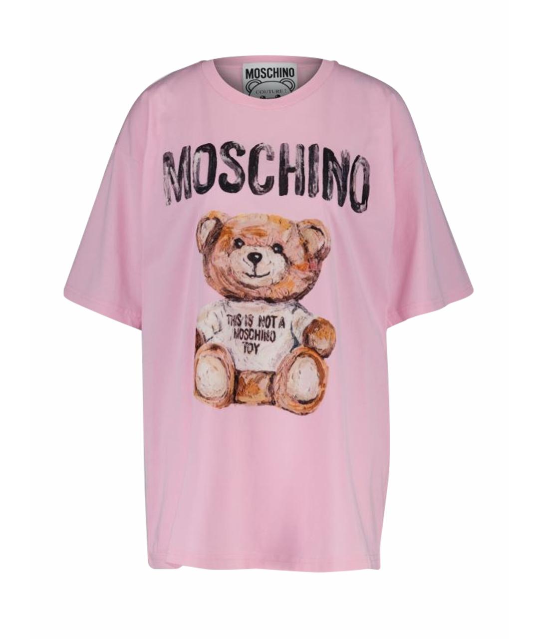 BOUTIQUE MOSCHINO Розовая хлопковая футболка, фото 11