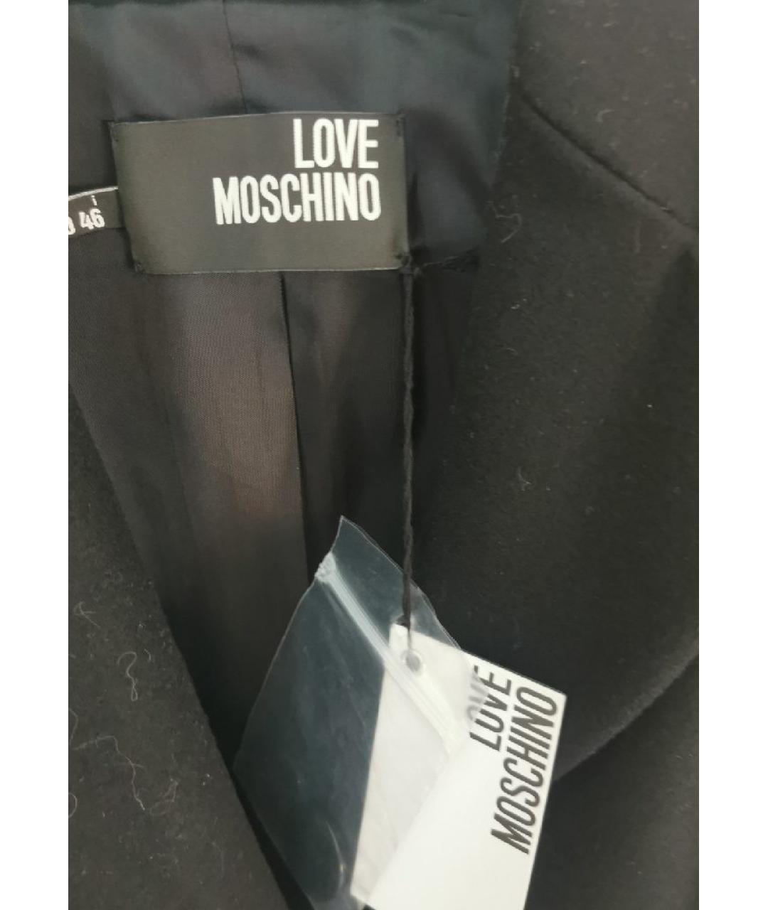 LOVE MOSCHINO Черное шерстяное пальто, фото 3