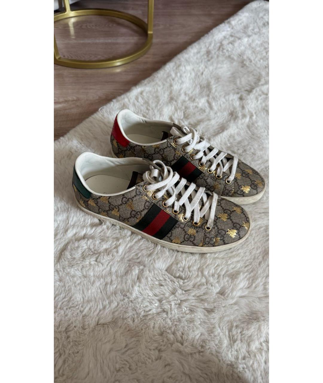 GUCCI Бежевые кожаные кеды, фото 5