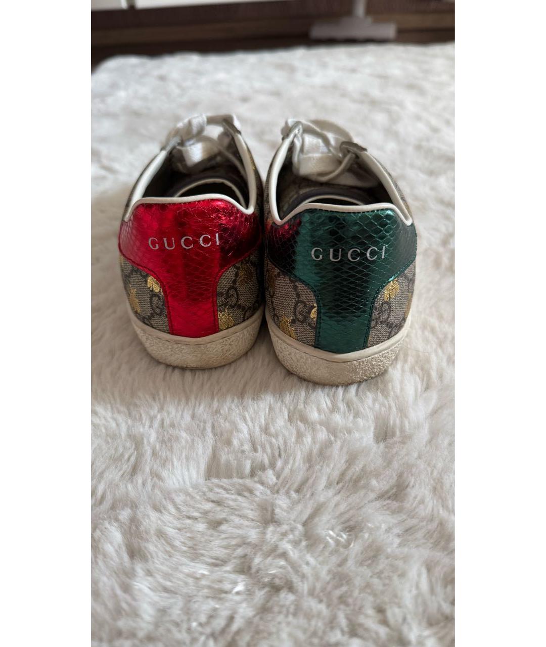 GUCCI Бежевые кожаные кеды, фото 4