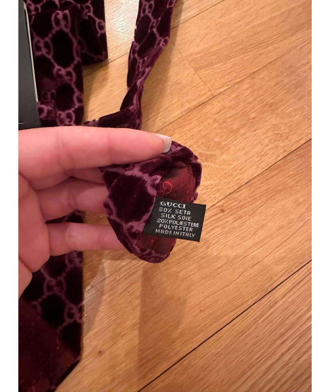 GUCCI Бордовый галстук из бисера, фото 4
