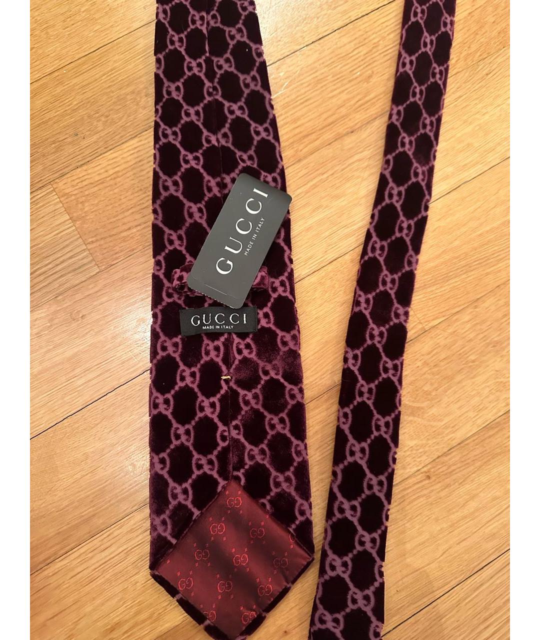 GUCCI Бордовый галстук из бисера, фото 3