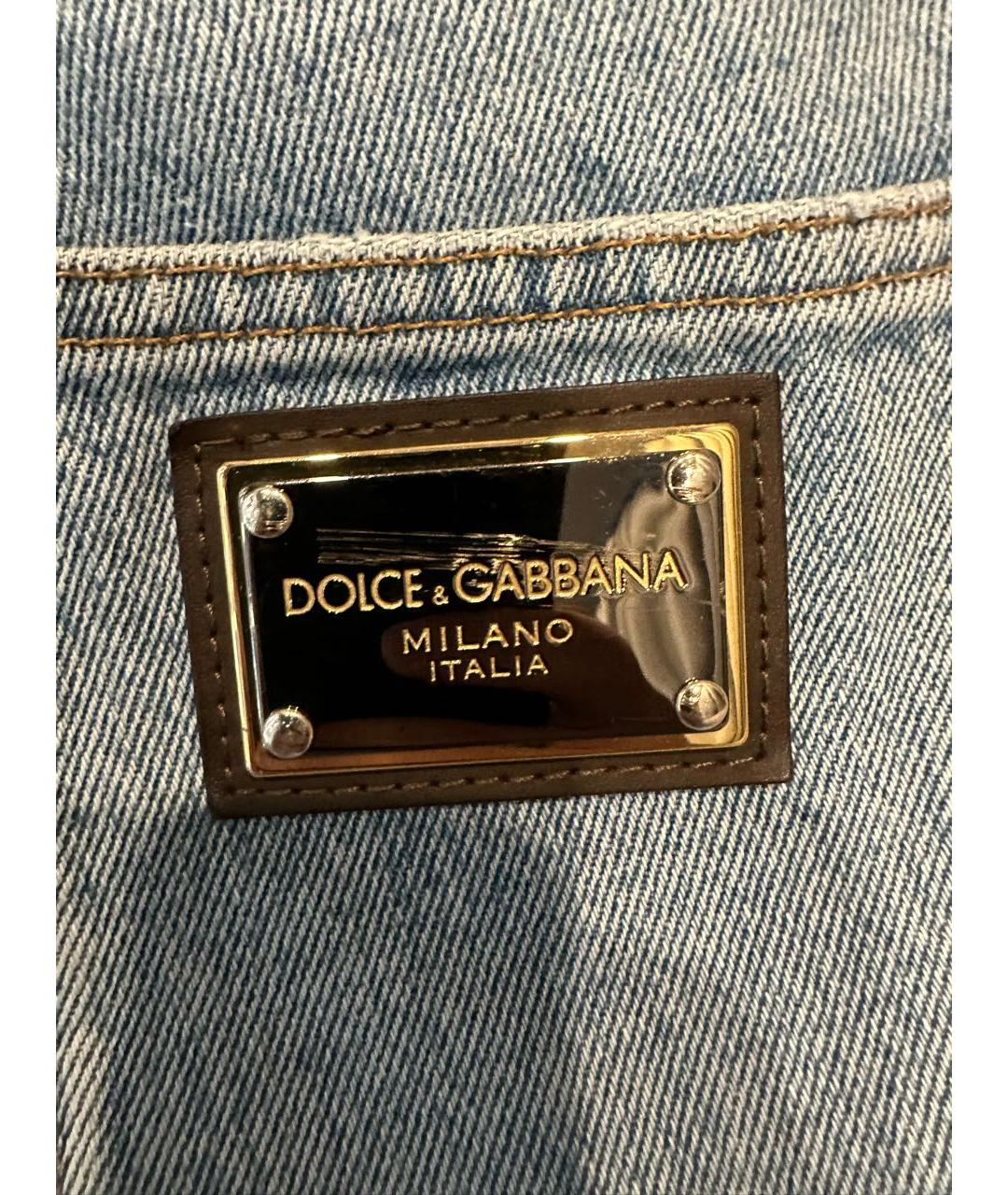 DOLCE&GABBANA Голубые хлопковые джинсы скинни, фото 3