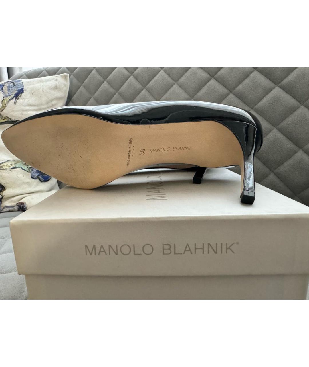 MANOLO BLAHNIK Черные туфли из лакированной кожи, фото 3