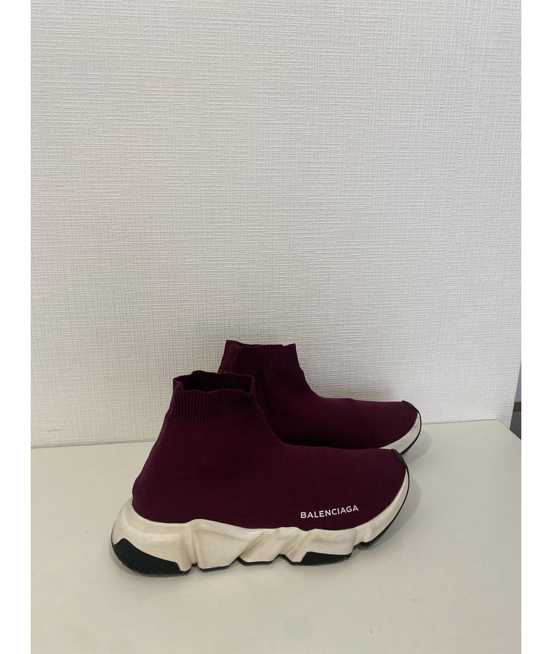 BALENCIAGA Бордовые текстильные кроссовки, фото 6