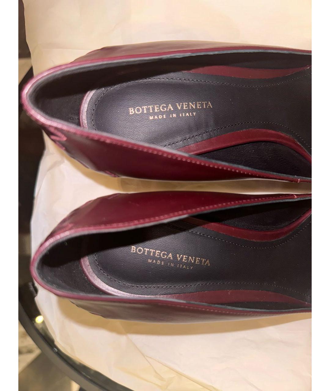 BOTTEGA VENETA Бордовые кожаные туфли, фото 5