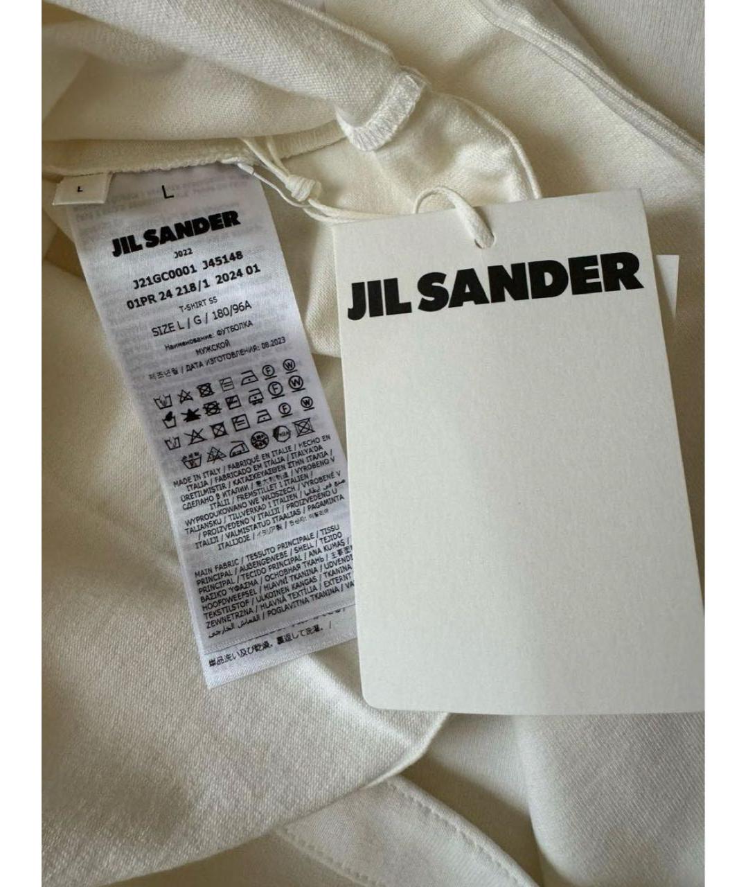 JIL SANDER Белая хлопковая футболка, фото 6