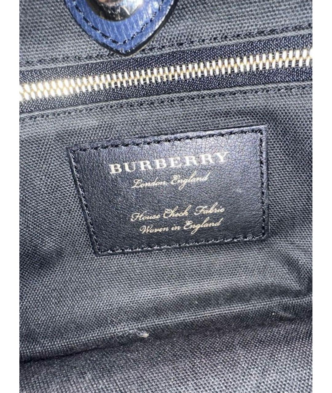 BURBERRY Темно-синяя кожаная сумка с короткими ручками, фото 6