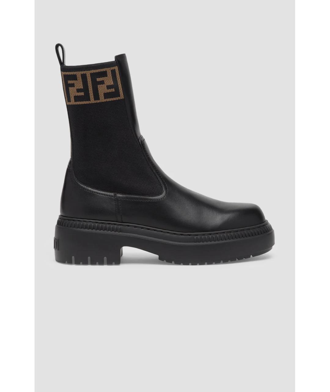 FENDI Черные кожаные ботинки, фото 9