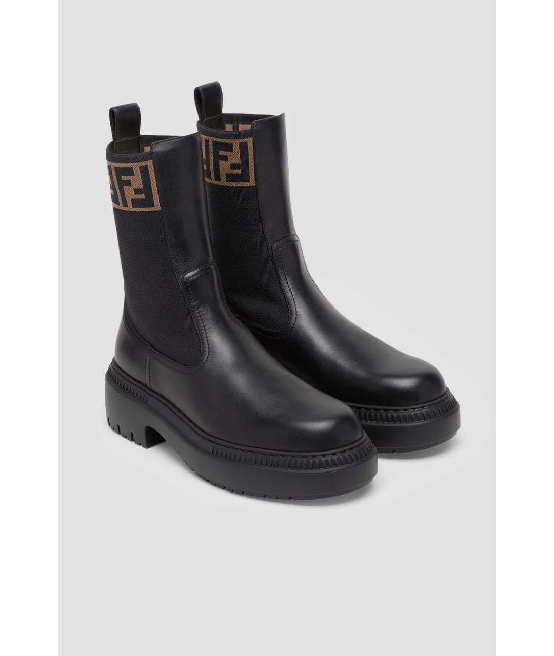 FENDI Черные кожаные ботинки, фото 3