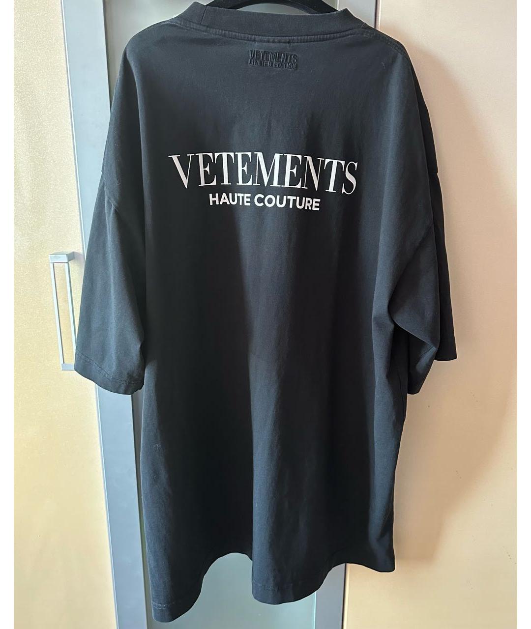 VETEMENTS Черная хлопковая футболка, фото 2