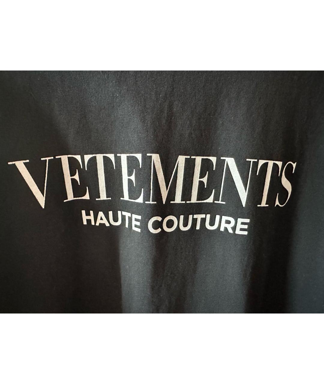 VETEMENTS Черная хлопковая футболка, фото 4