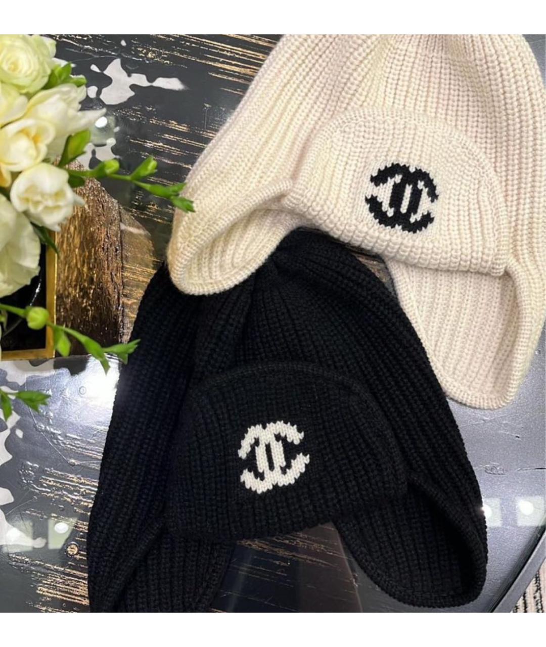 CHANEL Белая шерстяная шапка, фото 3