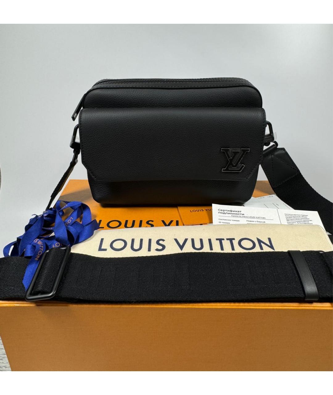 LOUIS VUITTON Черная кожаная сумка на плечо, фото 2