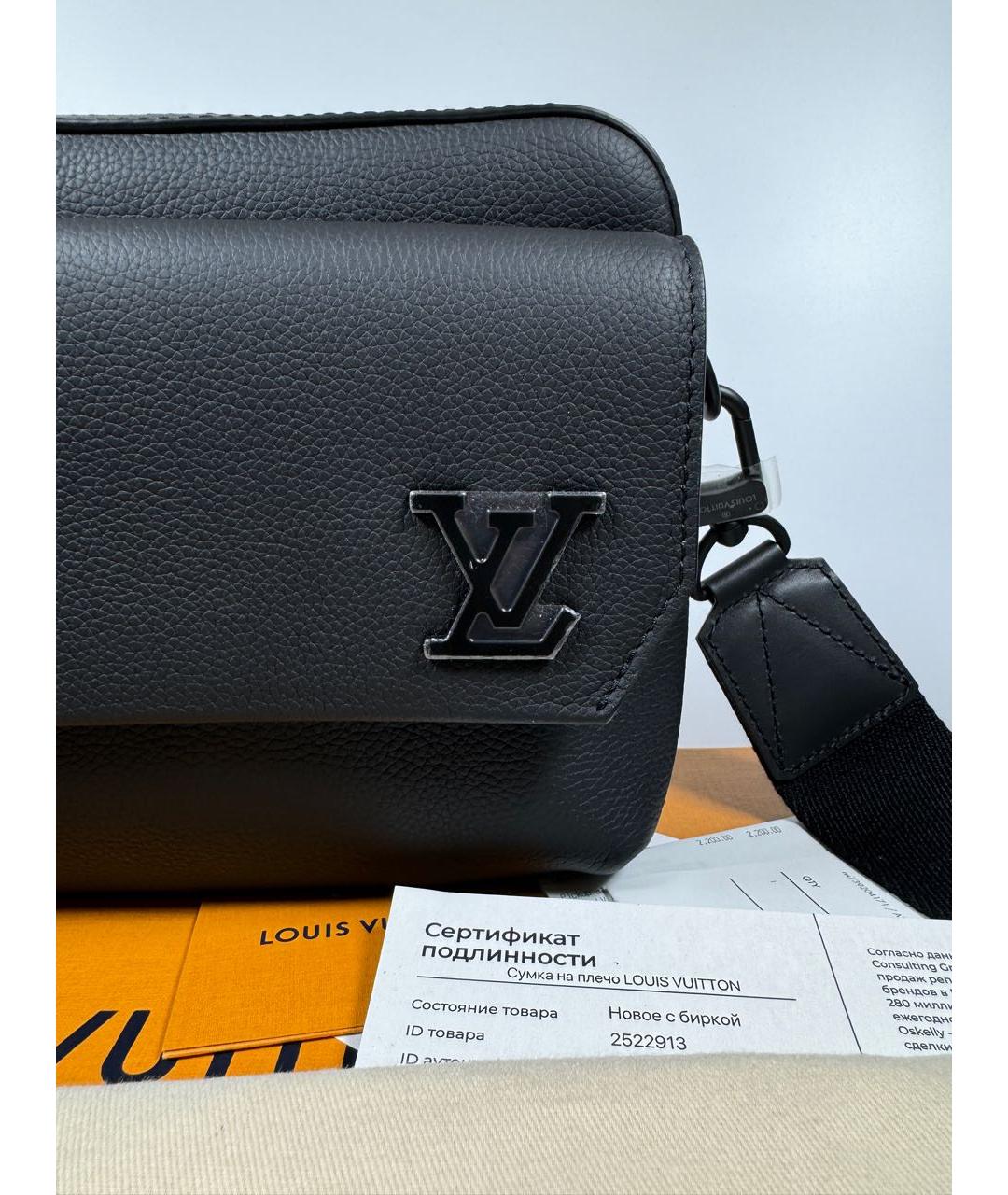 LOUIS VUITTON Черная кожаная сумка на плечо, фото 3