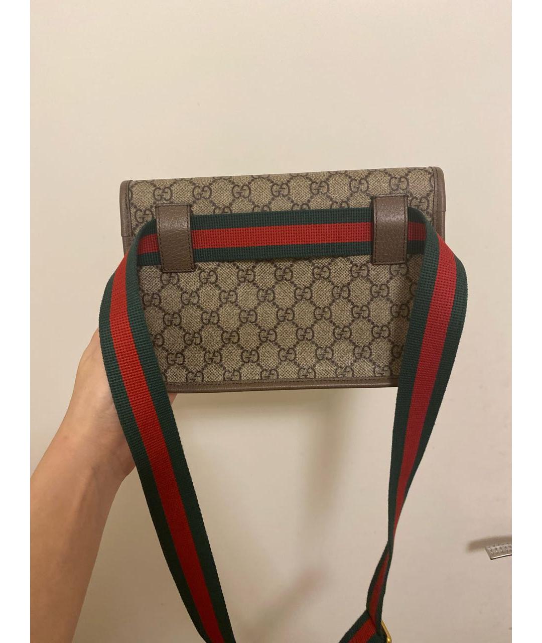 GUCCI Бежевая кожаная поясная сумка, фото 3