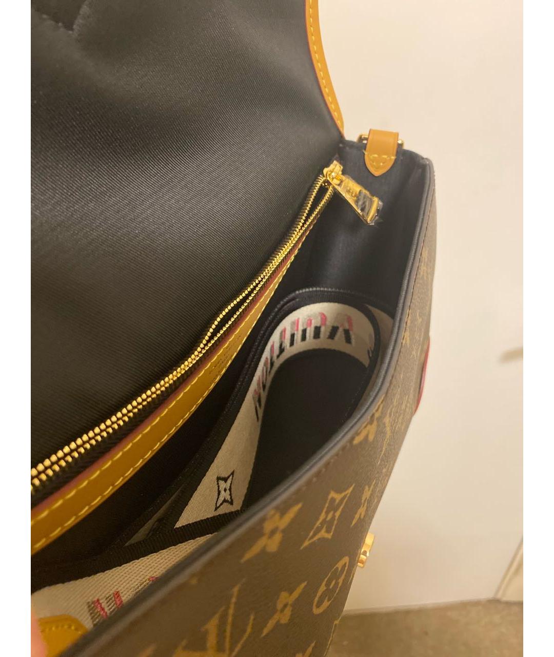 LOUIS VUITTON Коричневая кожаная сумка с короткими ручками, фото 3