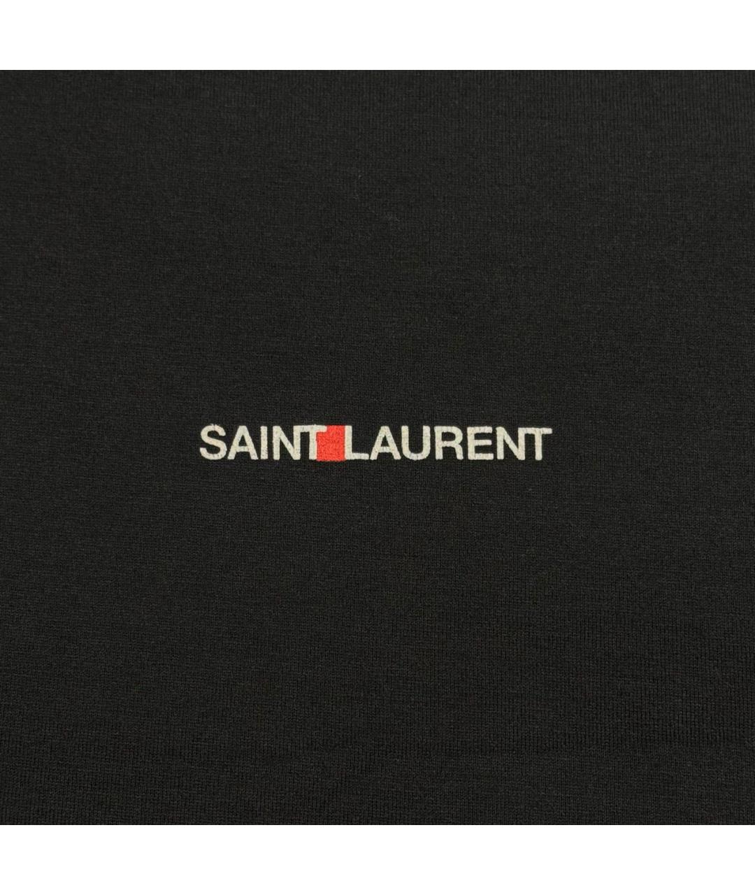 SAINT LAURENT Черная хлопковая футболка, фото 4