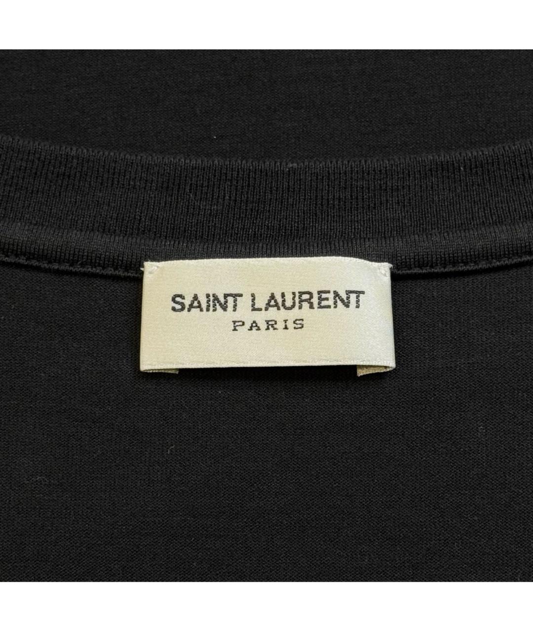 SAINT LAURENT Черная хлопковая футболка, фото 5