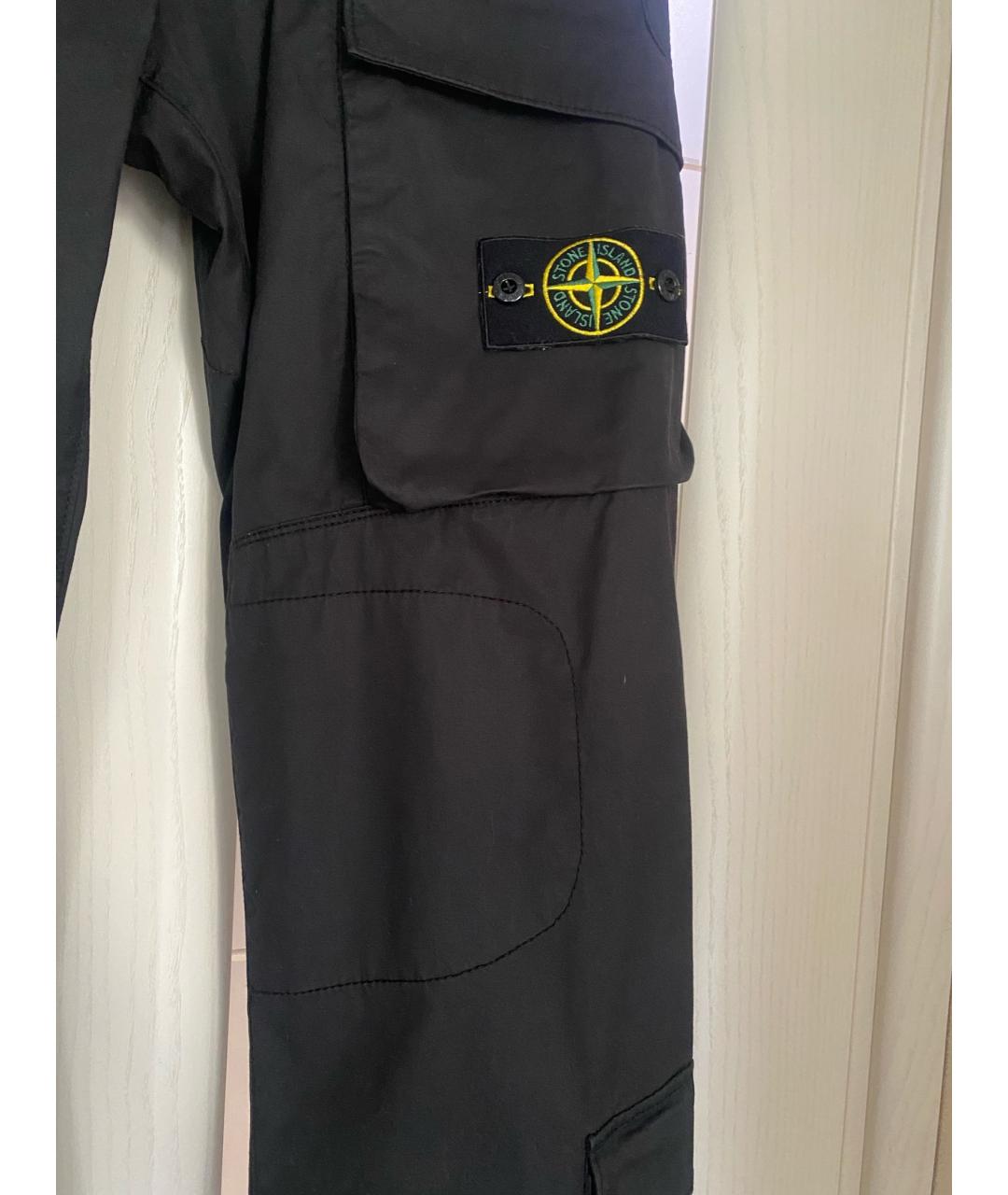 STONE ISLAND Черные хлопковые повседневные брюки, фото 3