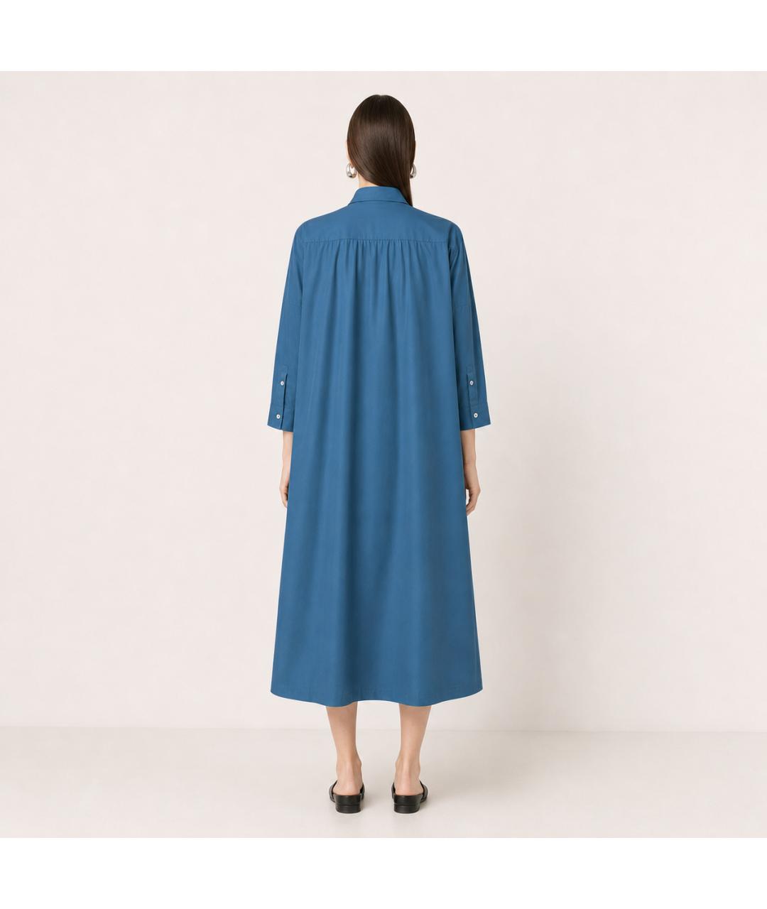 JIL SANDER Синее хлопковое платье, фото 6
