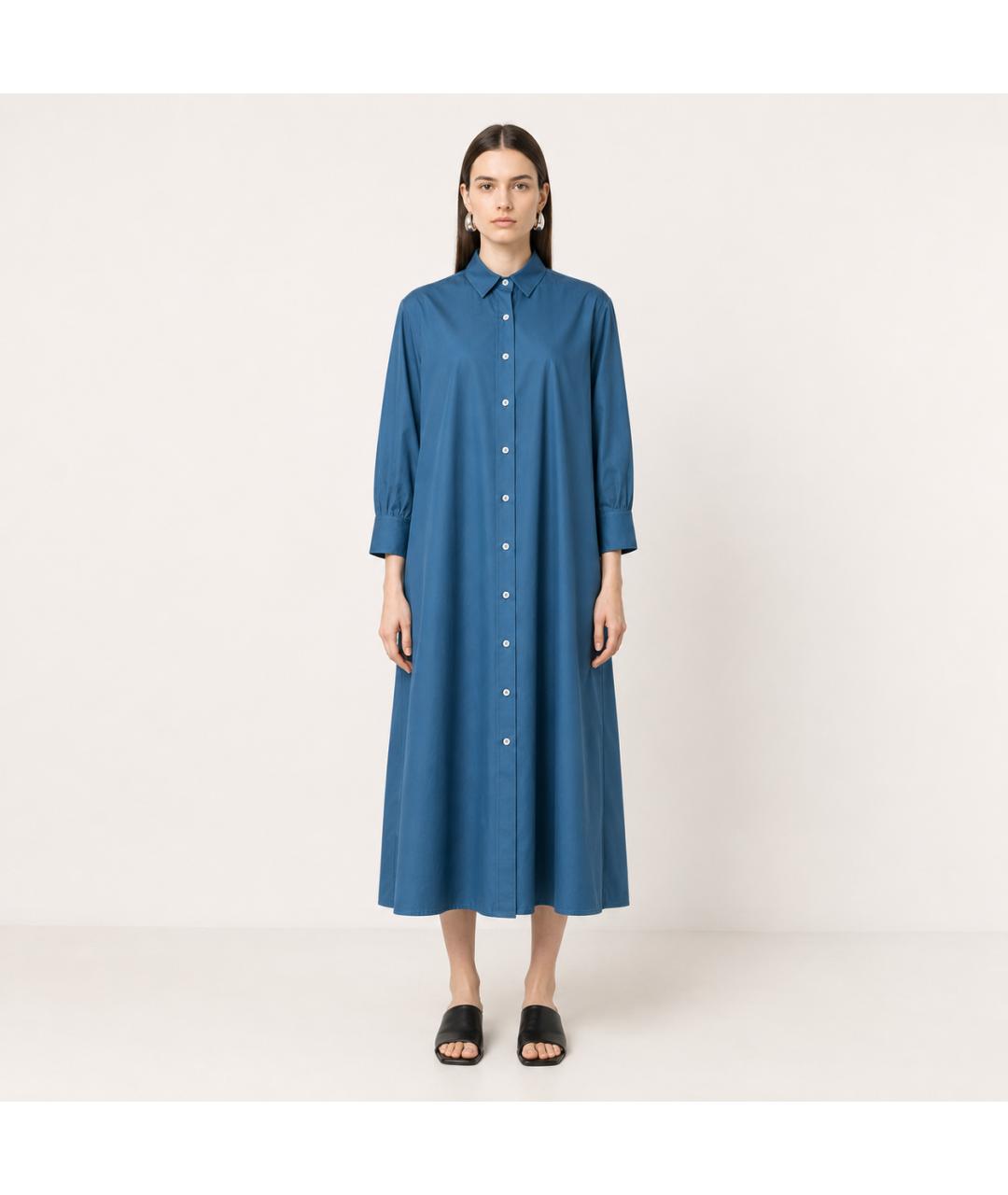 JIL SANDER Синее хлопковое платье, фото 5