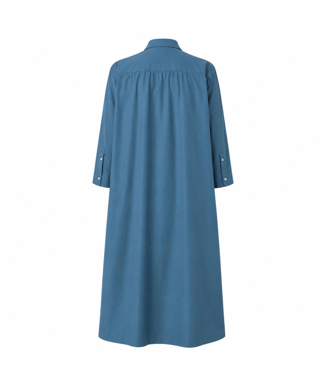 JIL SANDER Синее хлопковое платье, фото 4