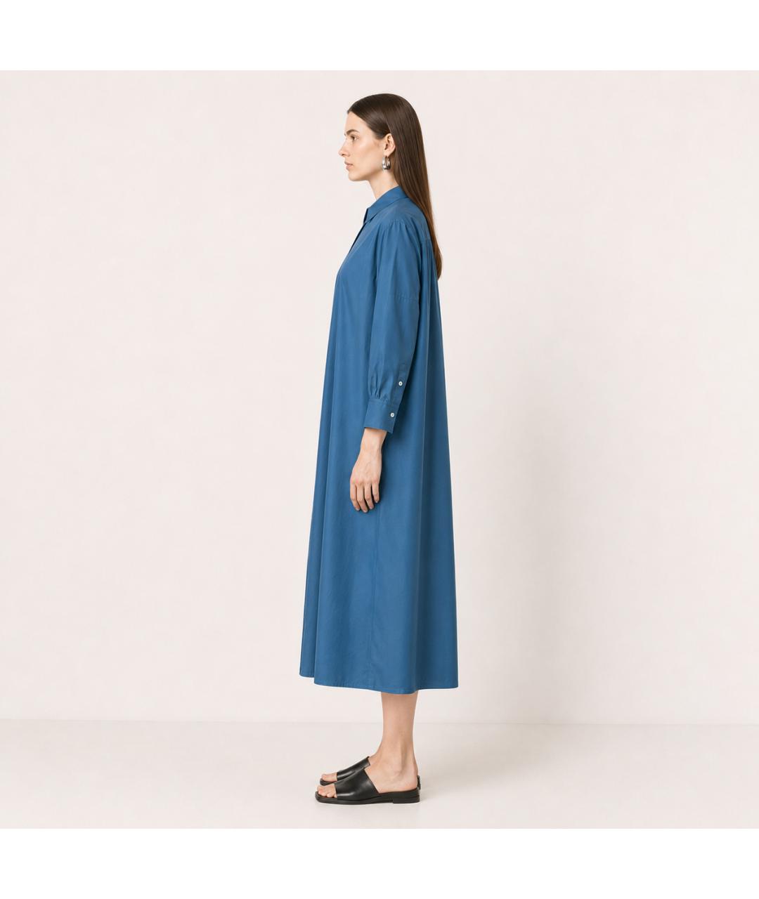 JIL SANDER Синее хлопковое платье, фото 7