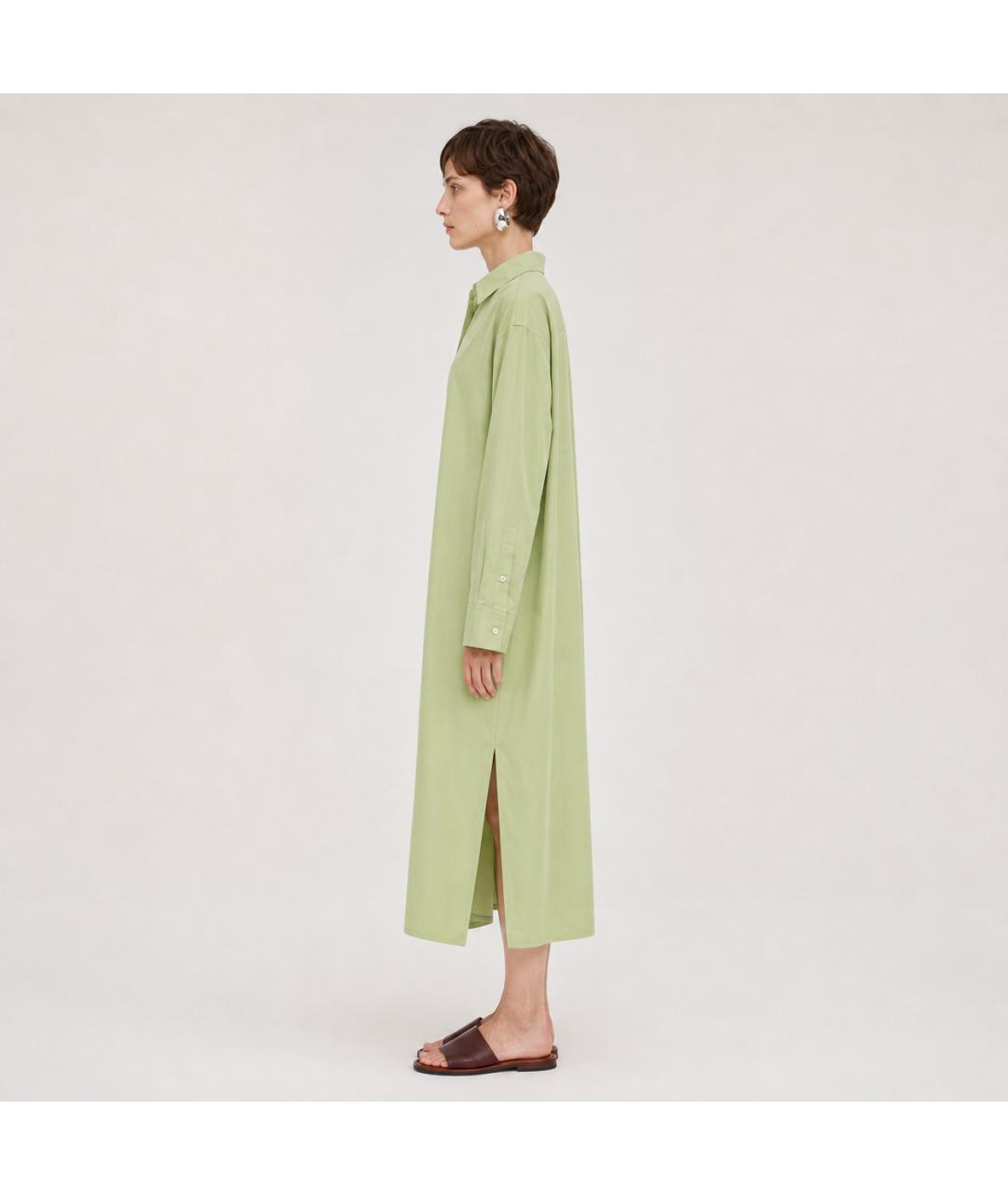 JIL SANDER Зеленое хлопковое платье, фото 6
