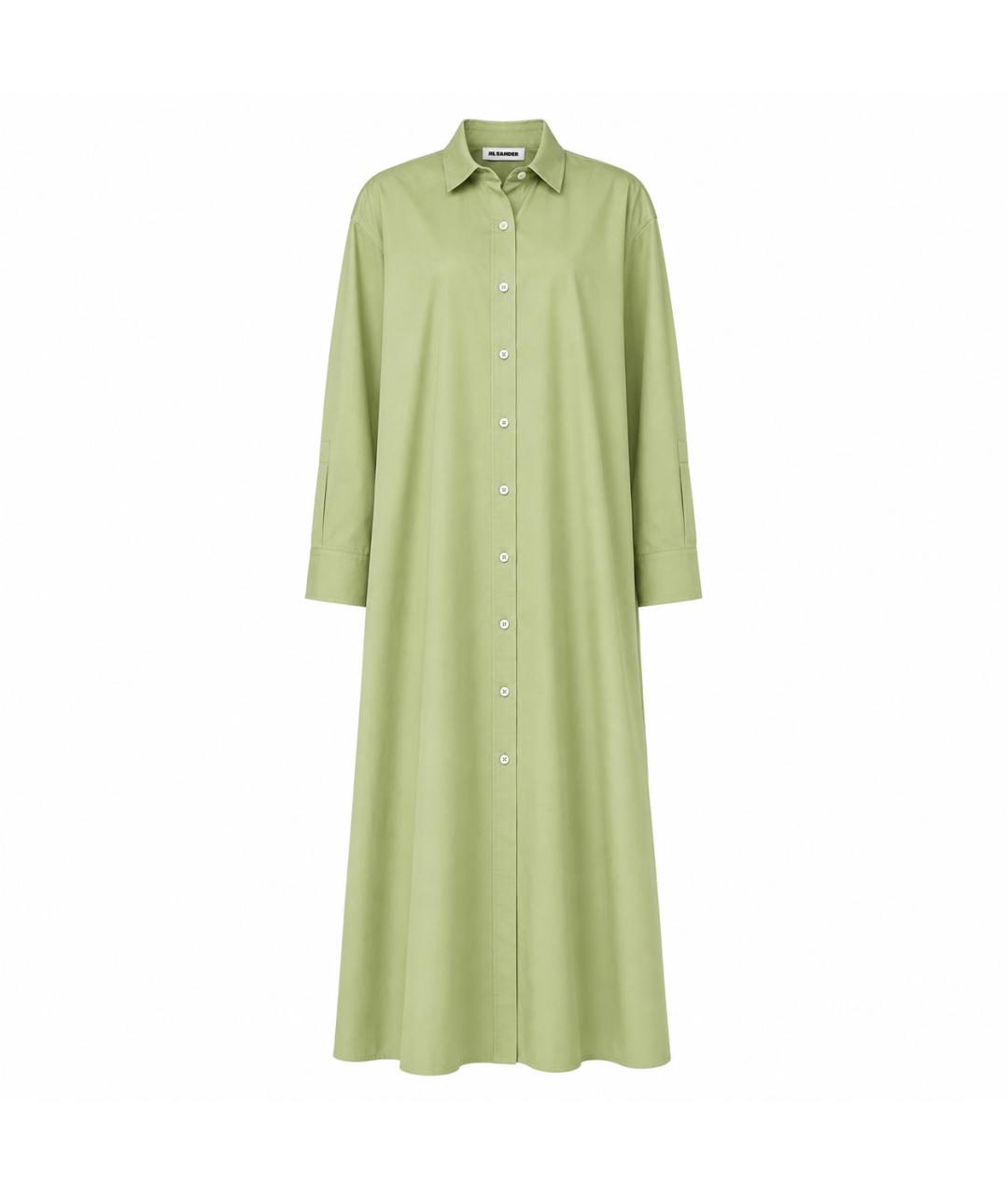 JIL SANDER Зеленое хлопковое платье, фото 1