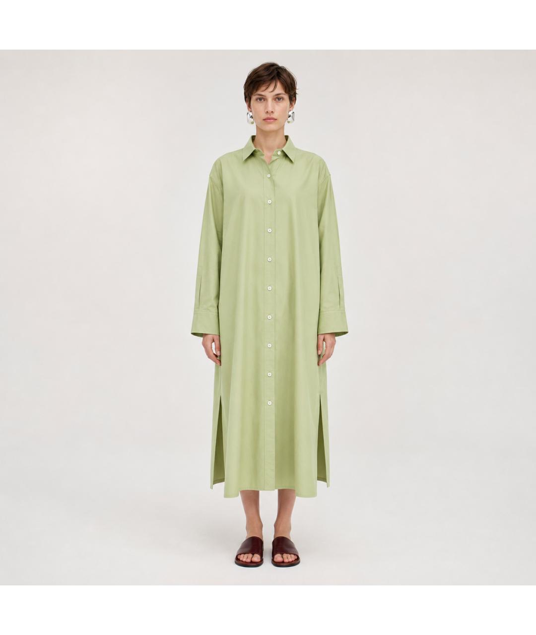 JIL SANDER Зеленое хлопковое платье, фото 4