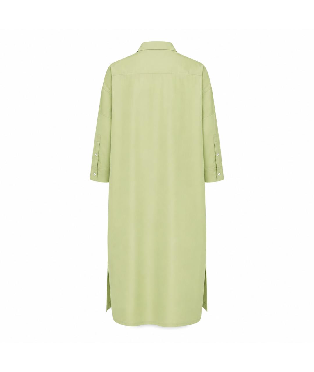 JIL SANDER Зеленое хлопковое платье, фото 3