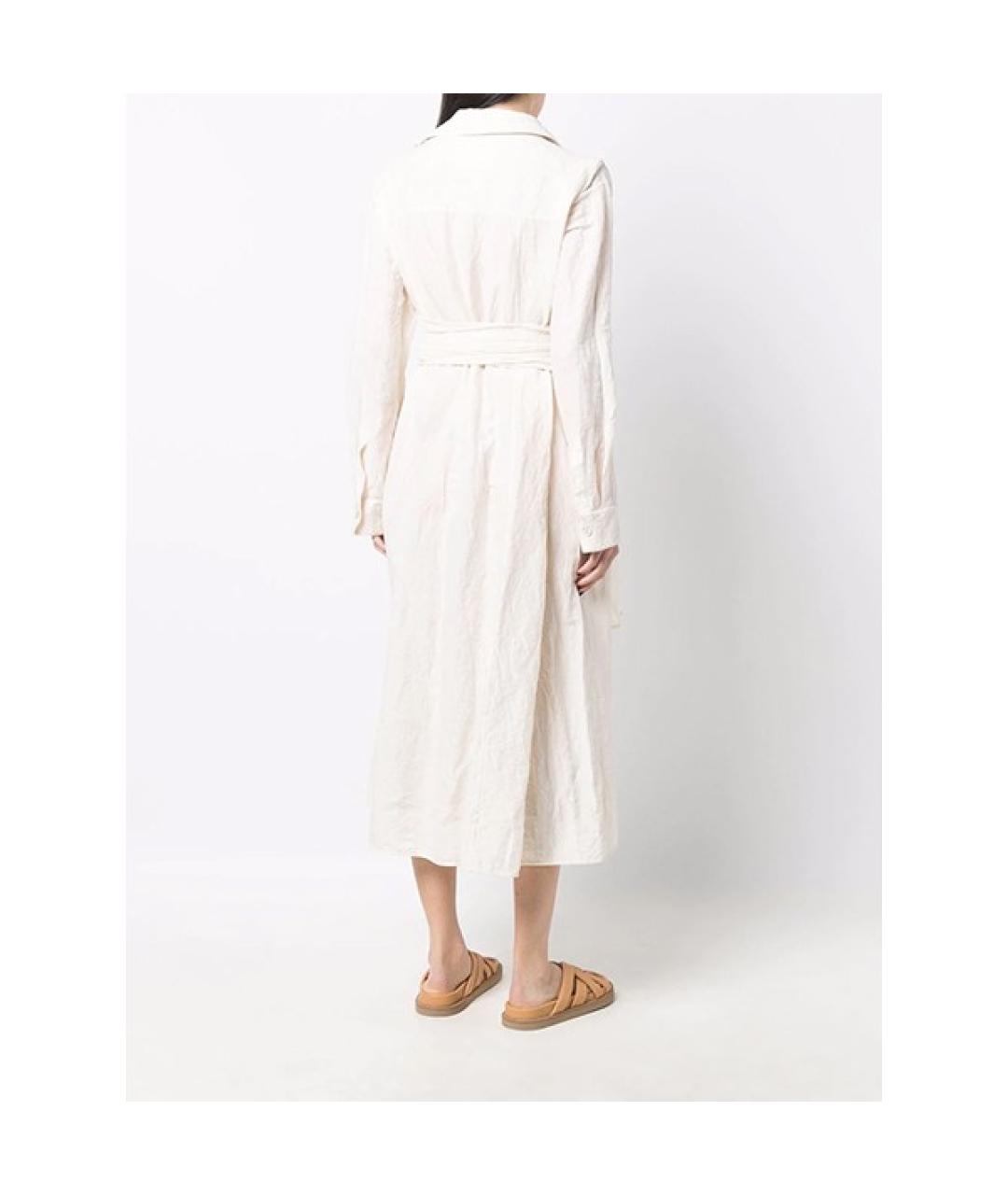 JIL SANDER Бежевое льняное платье, фото 8