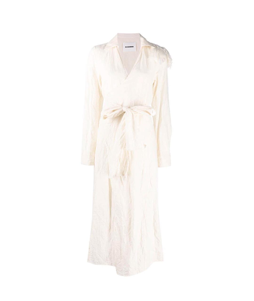 JIL SANDER Бежевое льняное платье, фото 5