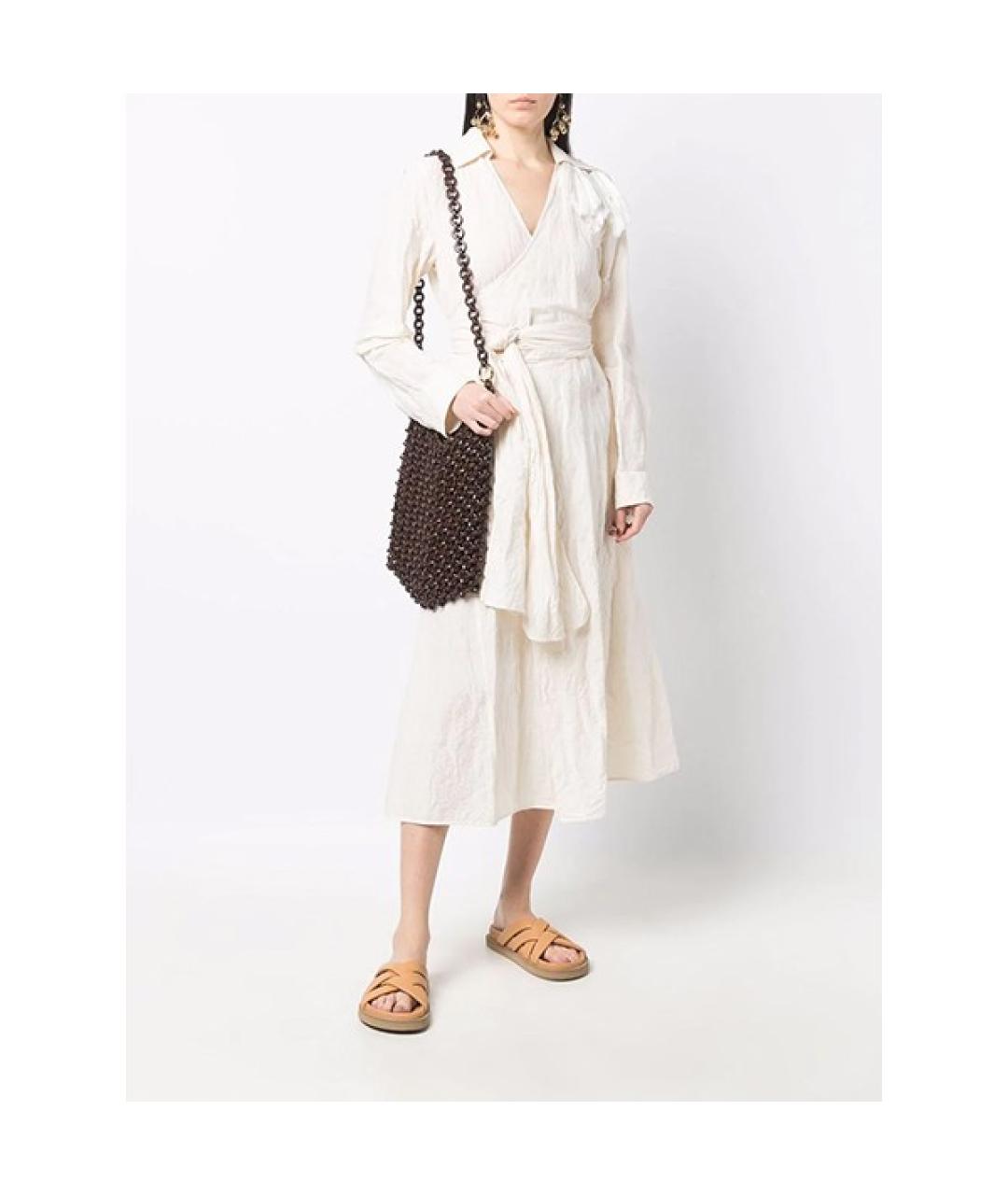 JIL SANDER Бежевое льняное платье, фото 6