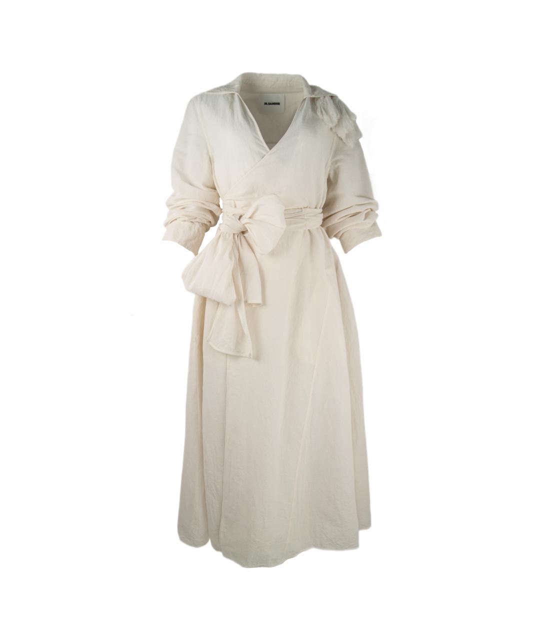 JIL SANDER Бежевое льняное платье, фото 1