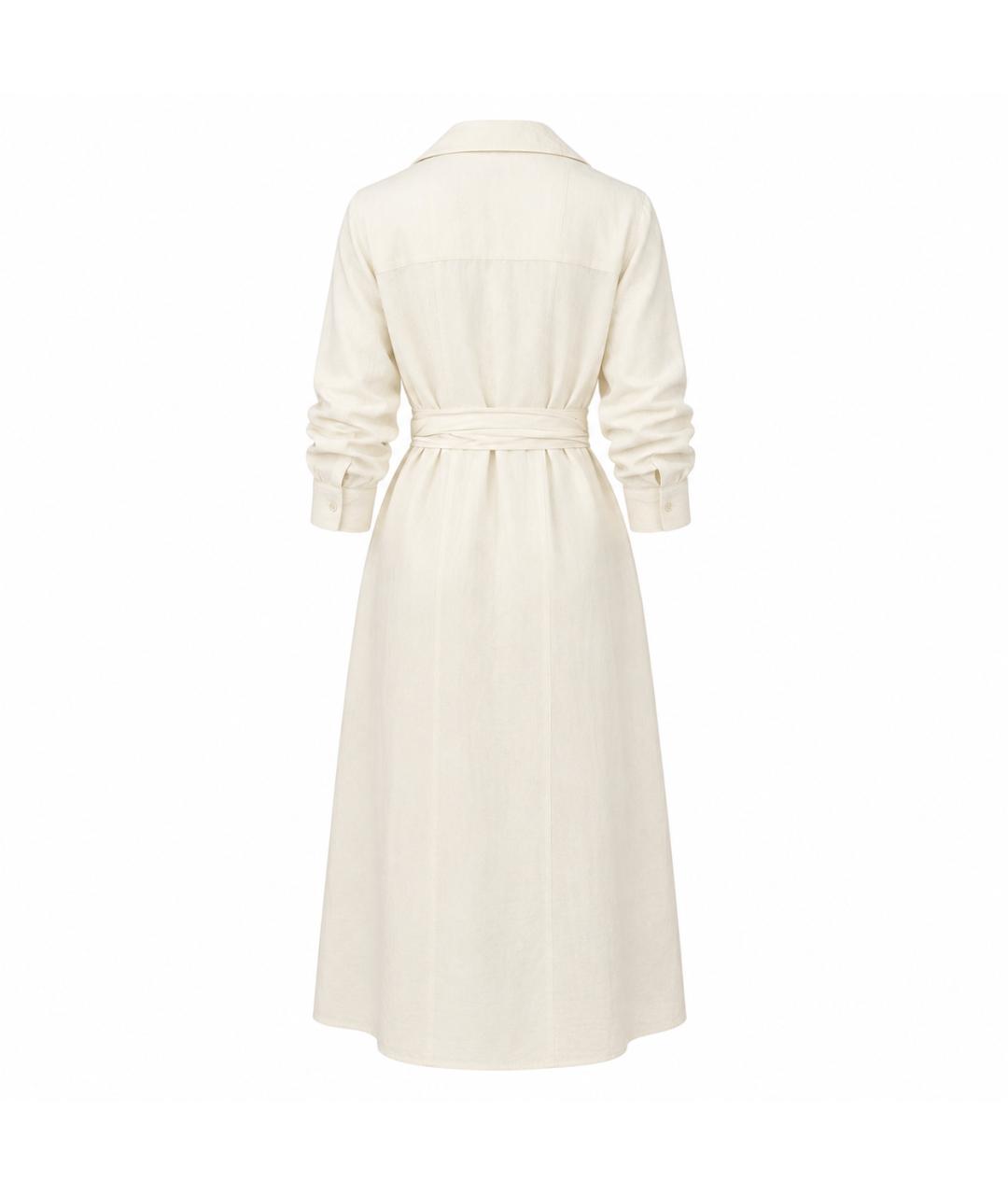 JIL SANDER Бежевое льняное платье, фото 3