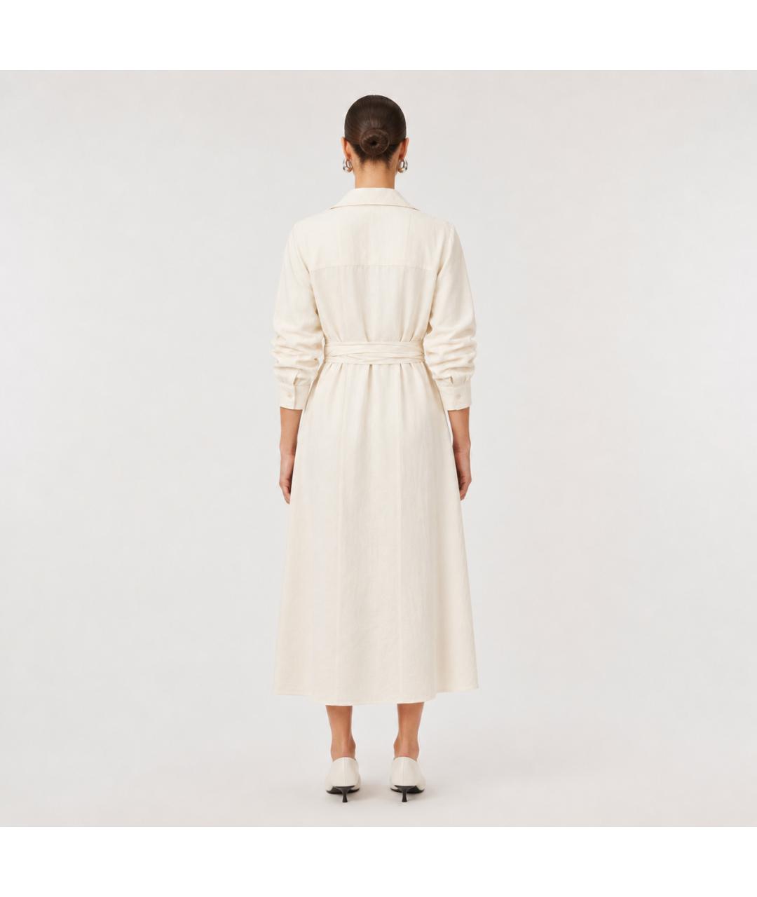 JIL SANDER Бежевое льняное платье, фото 6
